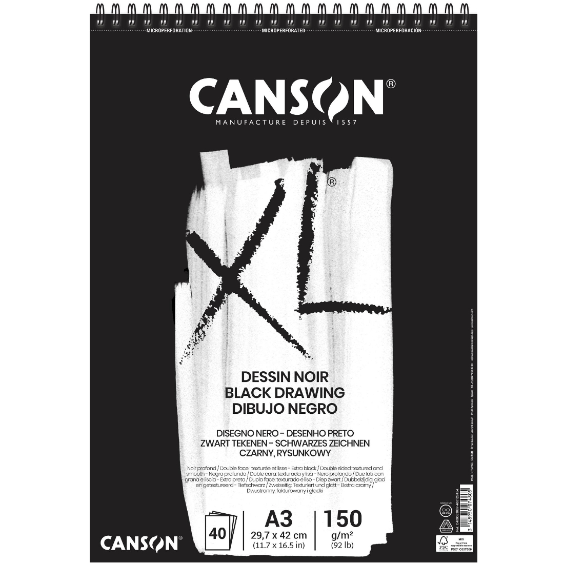 Bloco Papel XL Dessin Noir canson